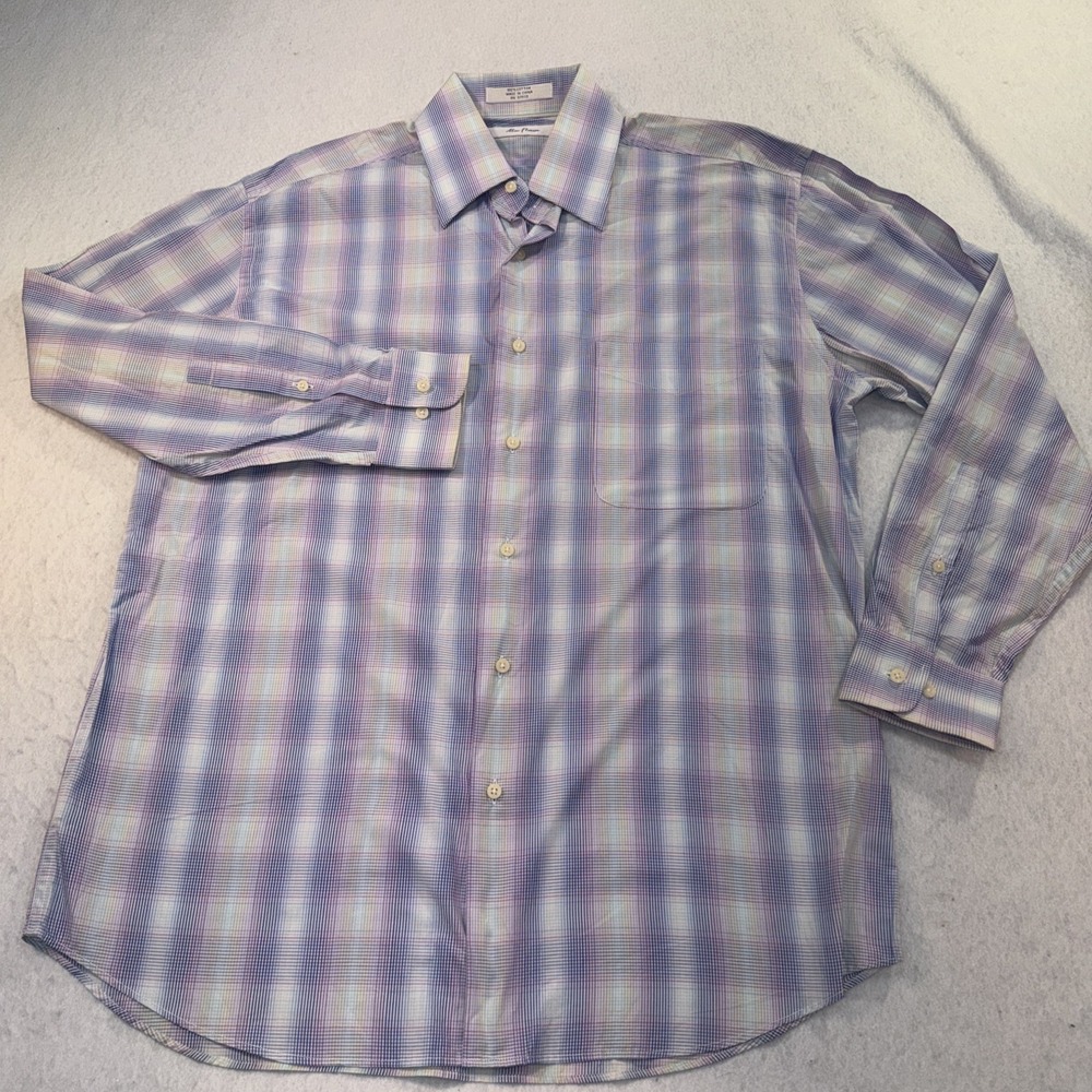 Alan Flusser Shirt Men's Size Medium Colorful Plaid Button Down Long Sleeve